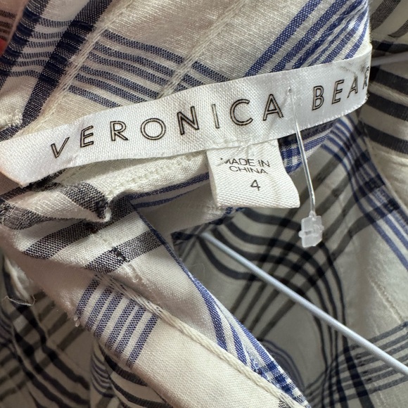 Veronica Beard Navy and White Plaid Shirt - Picture 3 of 4